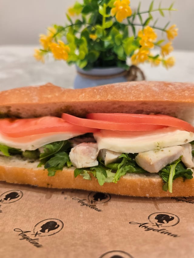 Chicken Pesto Baguette Sandwich.