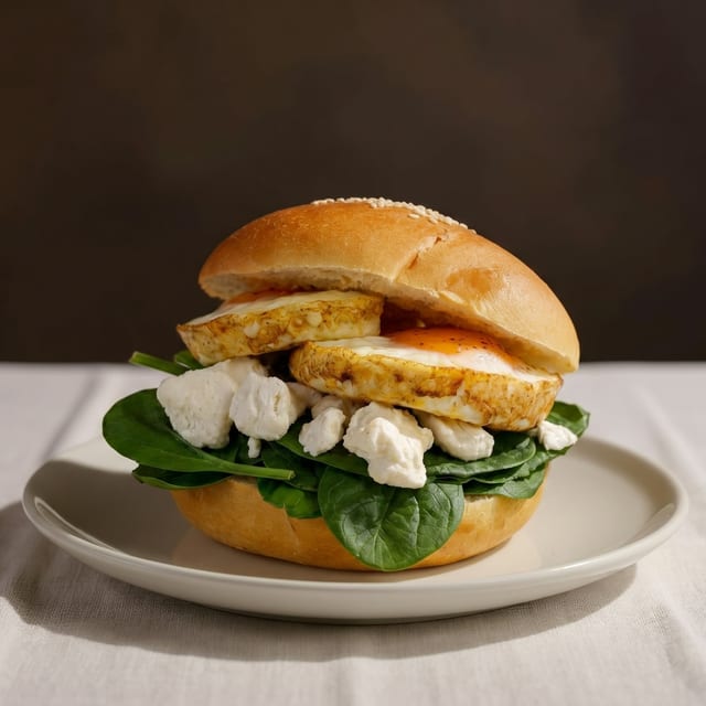 Spinach, Feta & Egg Sandwich.