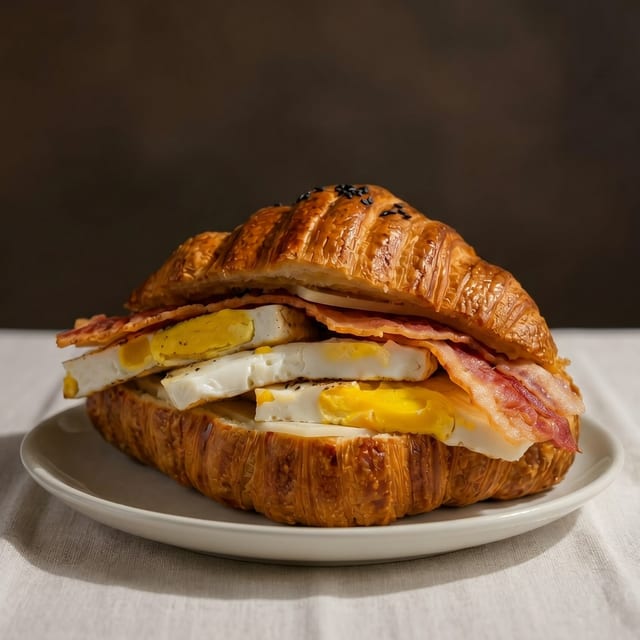 Bacon, Egg, and Cheese Croissant Sandwich.