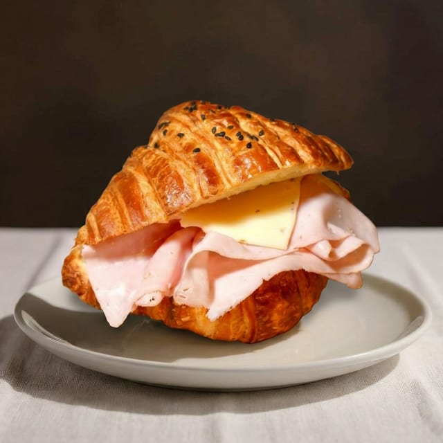 Ham and Cheese Croissant Sandwich.
