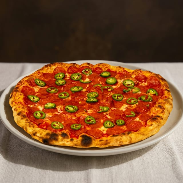 Spicy Salami and Jalapeno Pizza.