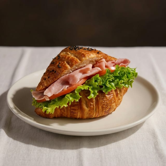 Prosciutto, Tomato, Arugula & Cheese Sandwich.
