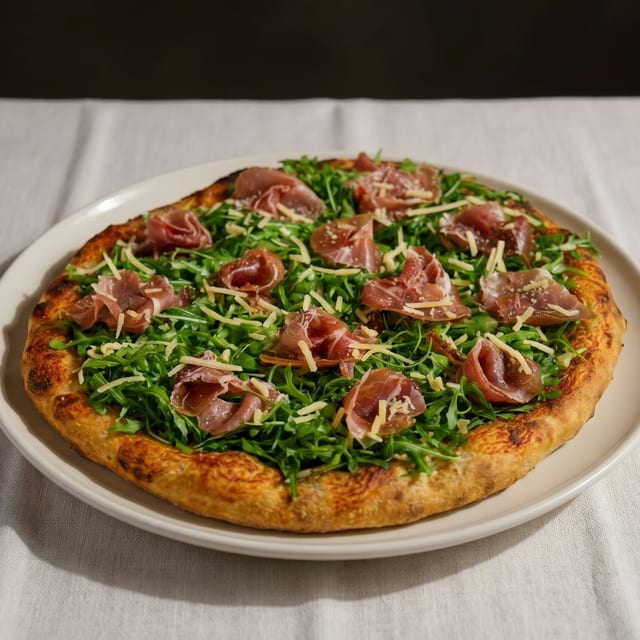 Prosciutto and Arugula Pizza.