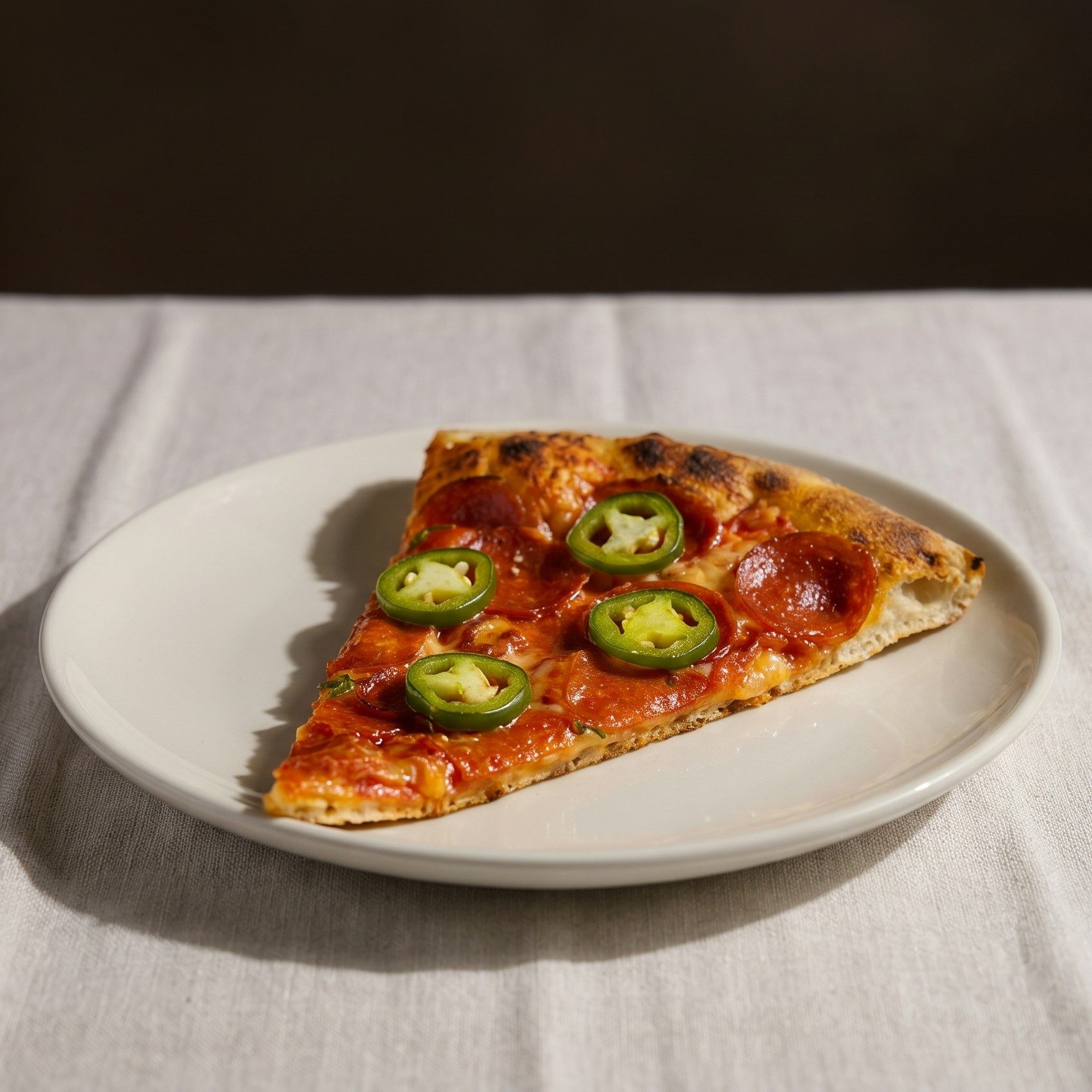 Spicy Salami and Jalapeno Pizza - Slice.
