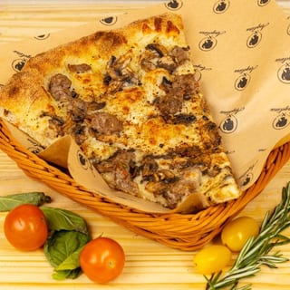 Porcini and Fennel Sausage Pizza - Slice